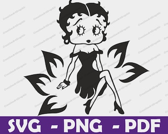Betty Boop SVG, Betty Boop Vector, Betty Boop Silhouette SVG, Betty Boop Silhouette Vector, Betty Boop Silhouette Clipart, Betty Boop Cricut