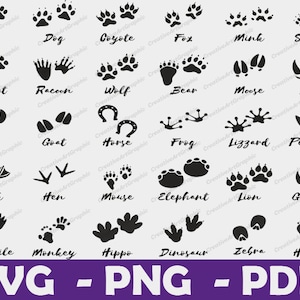 Animal Tracks Svg, Animal Paw Svg Files, Vintage Animal Tracks Hunting Prints Svg, Paw Clipart, Footprint Svg Bundle,Dog Paw Svg,Hunting Svg