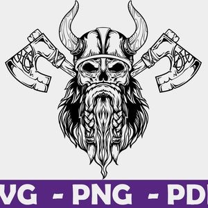 Viking Skul Svg, Viking Skull Face,  Png, Cricut - Clipart - Digital file - svg files - Digital Download -Silhouette
