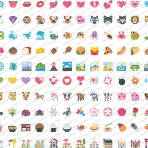 May include: A collection of 100 colourful icons depicting various objects, animals, and symbols. The icons are arranged in a grid pattern on a white background.
