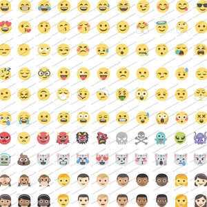 May include: A set of 100 colourful emoji icons, including various facial expressions, animals, and objects. The icons are arranged in a grid pattern on a white background.