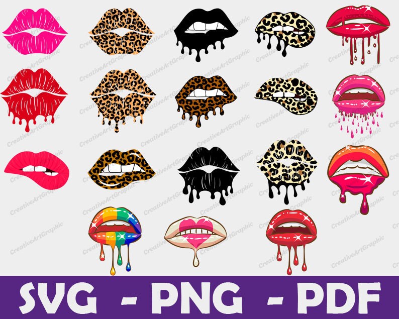 Vampire Glitter Drip Lips Png Set Graphic by TheGGShop · Creative
