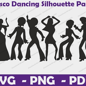 Disco Dancing Svg Silhouette Pack 6 Designs | Digital Download | Disco Dancing SVG, Disco Dancing PNG, Disco Dancing Vector, Disco Cut File