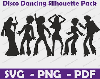 Disco Dancing Svg Silhouette Pack 6 Designs | Digital Download | Disco Dancing SVG, Disco Dancing PNG, Disco Dancing Vector, Disco Cut File