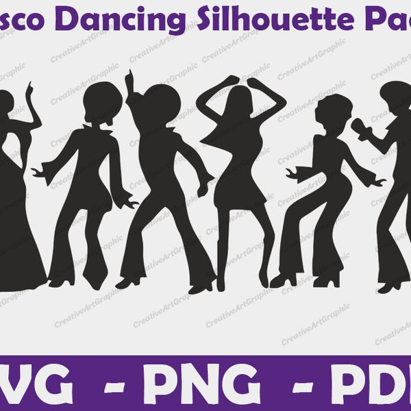 Disco Dancing Svg Silhouette Pack 6 Designs | Digital Download | Disco Dancing SVG, Disco Dancing PNG, Disco Dancing Vector, Disco Cut File