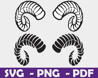 Ram corne Svg, ram svg, png, pdf, animaux, clipart Animal, Silhouette, Cricut, Clipart, fichier numérique, fichiers svg