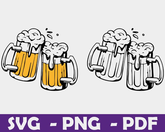 Beer Mugs SVG Beer Mugs Cheers Stencil Beer Mug Silhouette | Etsy