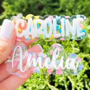 Personalized Name Keychain, Cute Terrazzo Acrylic Keyring, Backpack Name Tag, Diaper Bag Tag, Gift for Kids, Back to School Tag, Diaper Bag