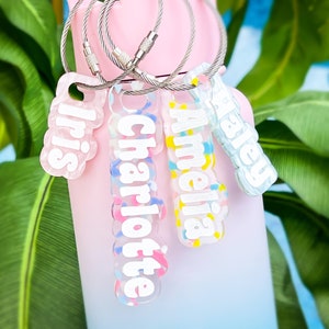 Custom Name Water Bottle Tag, Backpack Name Tag, Lunch Bag Text, Diaper Bag Tag, Kids Personalized Bottle Keyring, School Name Label