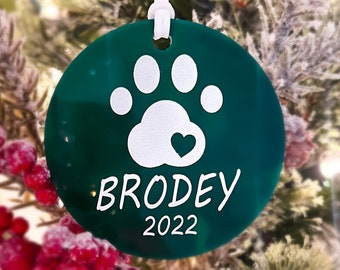 Personalized Pet Ornament, Dog Name Christmas Gift, Pet Loss Keepsake, Custom Holiday Stocking Stuffer, New Puppy Gift Ideas for Her