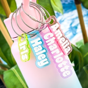 Custom Name Water Bottle Tag, Backpack Name Tag, Lunch Bag Text, Diaper Bag Tag, Kids Personalized Bottle Keyring, School Name Label