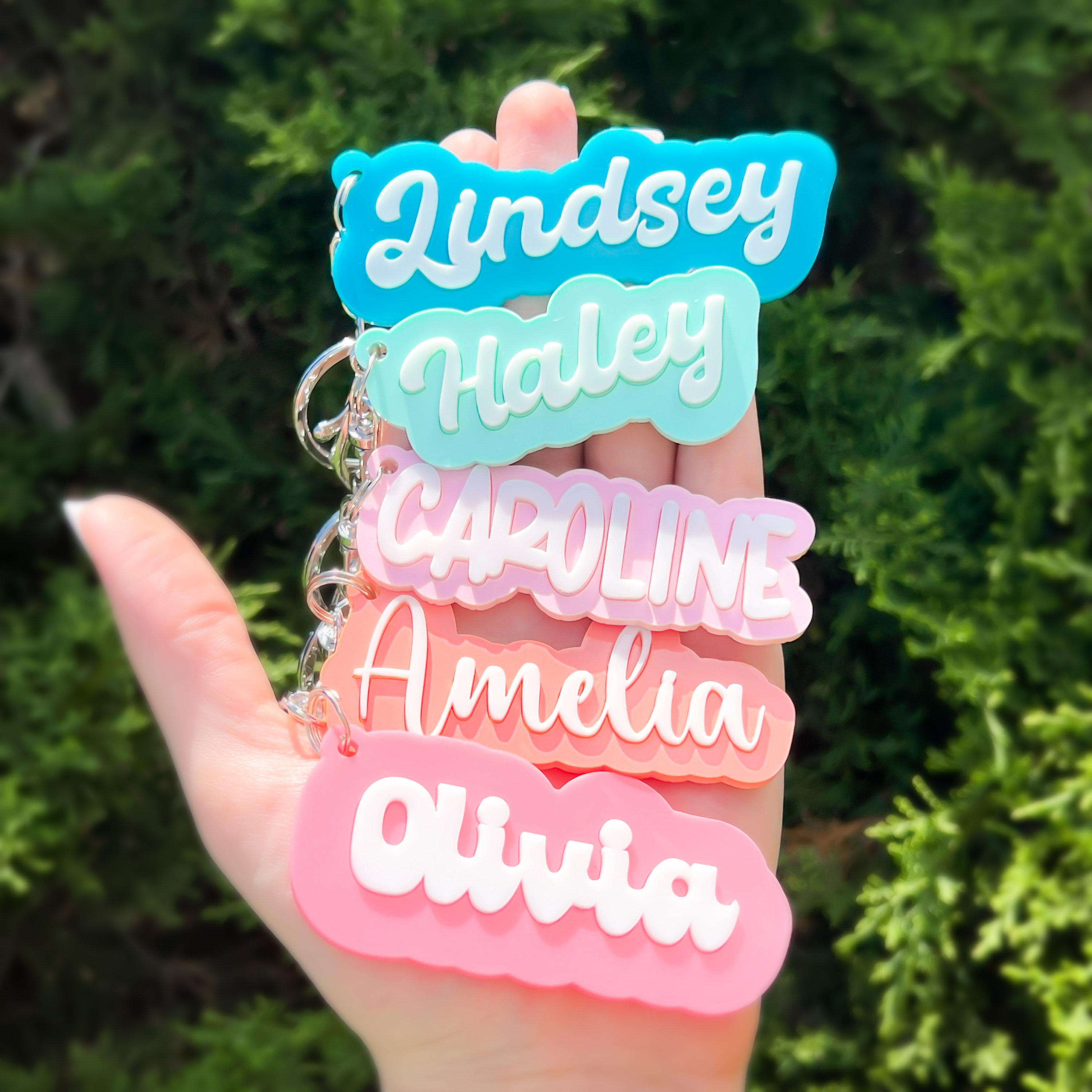 Personalized Round Acrylic Keychain, Custom name for her