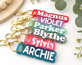 Custom Name Acrylic Keychain, Personalized Backpack Tag, Kids Bag Charm