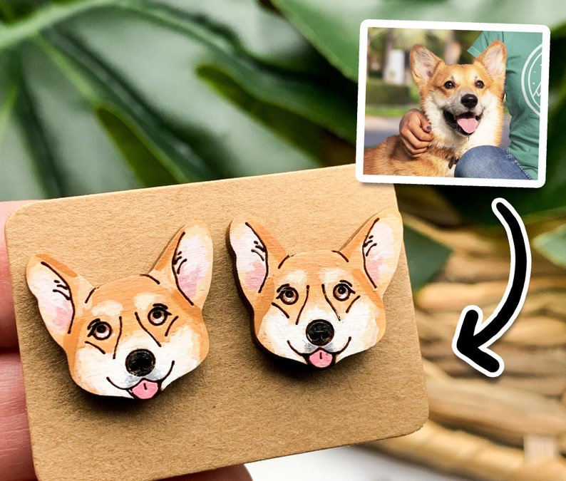 Custom Pet Earrings Handmade Photo Painting Personalized Etsy