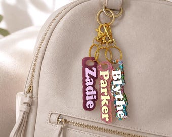 Custom Name Acrylic Tag, Backpack Keychain, Personalized Bag Charm
