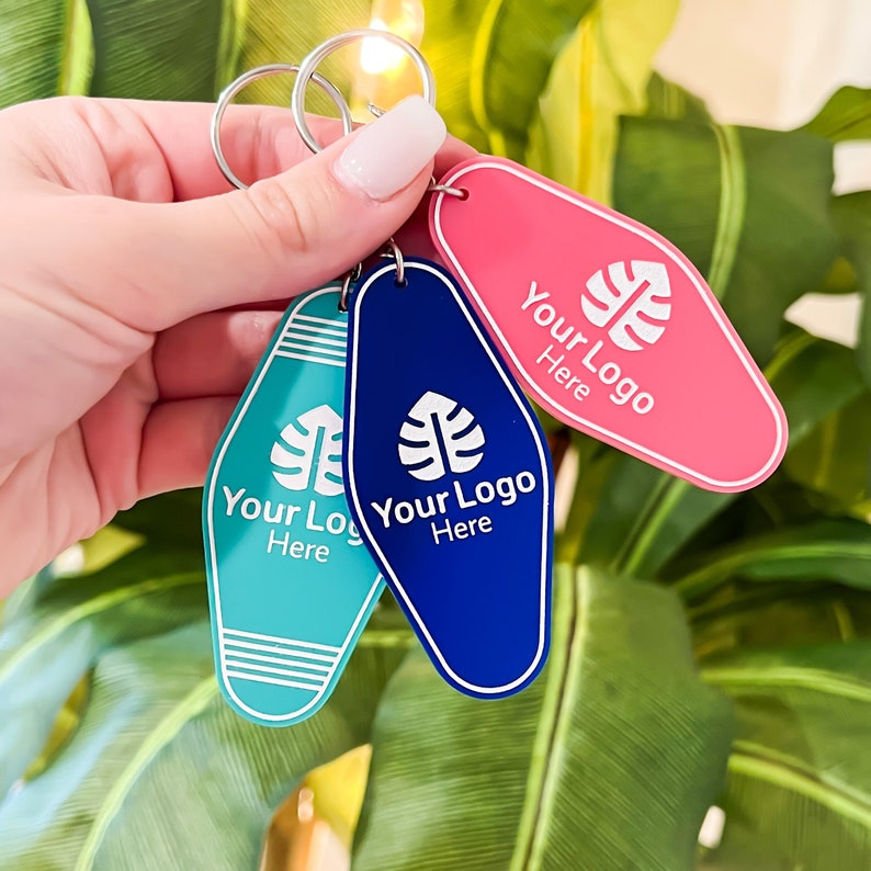 Custom Text or Logo Keychain Retro Motel Keychain Bulk - Etsy
