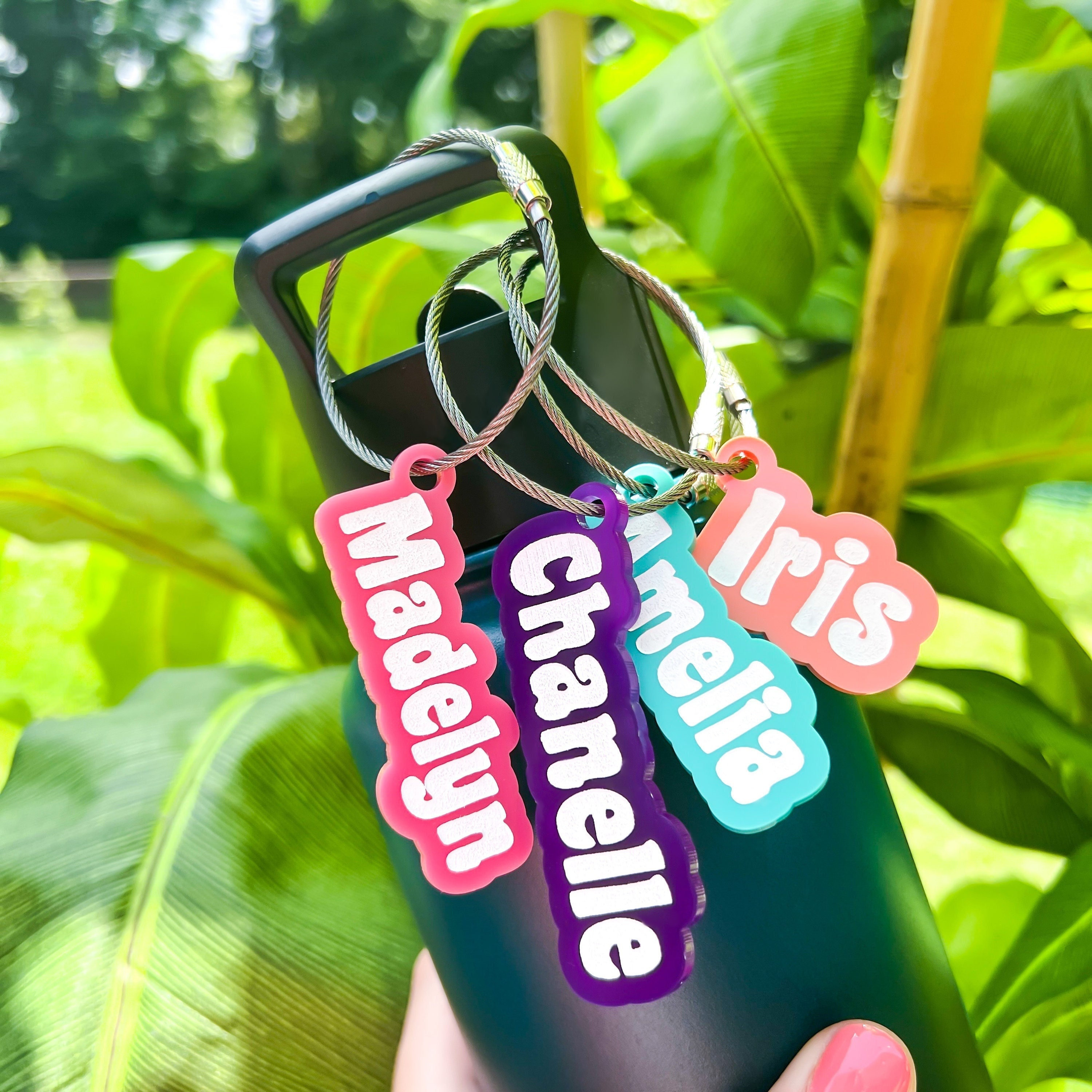 Custom Name Water Bottle Tag, Backpack Name Tag, Lunch Bag Text, Diaper Bag Tag, Kids Personalized Bottle Keyring, School Name Label