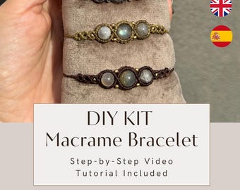 Macrame Bracelet DIY Kit for Adults, Beginner Friendly, Step-by-Step Video Tutorial, Craft Making Supplies