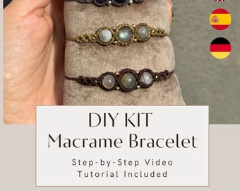 Macrame Bracelet DIY Kit for Adults, Beginner Friendly, Step-by-Step Video Tutorial, Craft Making Supplies