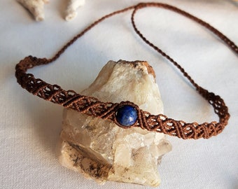 Lapis Lazuli Choker, Bohemian Macrame Choker, Choose Color&Gem, Gift for Her, Handmade Jewelry, Healing Chakra Necklace, Gemstone Choker