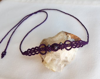 Bohemian Amethyst Choker with Crystal Beads, Choose Gem&Color, Birthday Gift Idea, Purple Choker, Crown Chakra, Healing Chakra Necklace