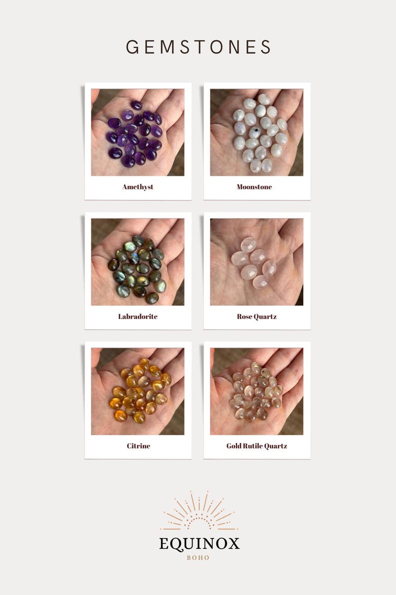 Individuelle Edelstein Halskette & Ohrringe, Zierlich und Minimal, Citrin, Labradorit, Mondstein, Amethyst Bild 9