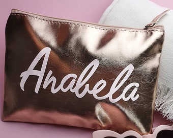 Bolsas personalizadas para damas de honor de oro rosa, regalos personalizados para amigos y bodas