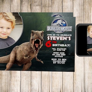 Jurassic world Invitations, Jurassic world Birthday Invites, Jurassic Park, Jurassic world Movie Party, Jurassic world event