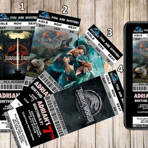 Jurassic World Einladungen, Jurassic World Birthday Einladungen, Jurassic Park Ticket, Jurassic World Movie Party, Jurassic World Event