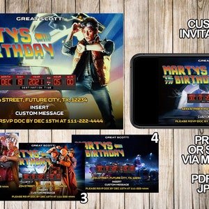 Convites de volta ao futuro, convites de aniversário de volta ao futuro, festa do filme de volta ao futuro, evento de volta ao futuro