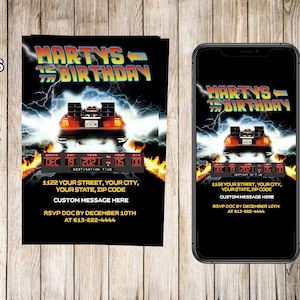 Back to The Future Invitations, Back to The Future Birthday Invites, Back to The Future Movie Party, Back to The Future event