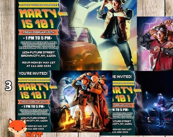 Invitaciones de Regreso al Futuro, Invitaciones de cumpleaños de Regreso al Futuro, Fiesta de la película Regreso al Futuro, Evento de Regreso al Futuro