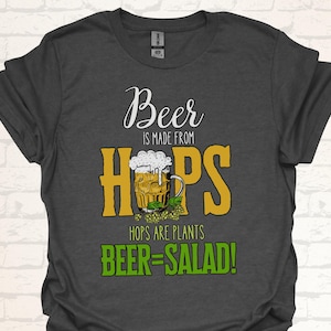 Camiseta Cerveja | Cerveja é Salada | Camiseta engraçada com frases de humor sobre álcool | Presente engraçado para amantes de cerveja | Traje de festa de churrasco unissex bem-humorado