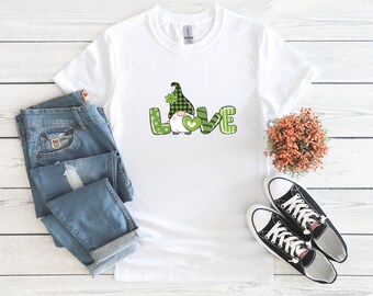 Love Gnome St. Patrick's Day T-Shirt - Your Lucky Shirt for St. Paddys Day - Shamrock Love Shirt