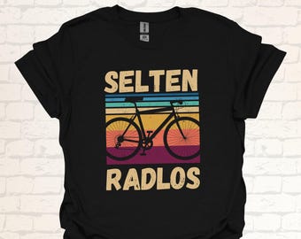 Rarely Radlos T-Shirt | Funny retro design shirt for cyclists, cyclists, and anyone who rides a bike | Funny gift idea for cyclists