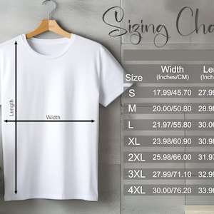 Größentabelle Unisex T-Shirt.