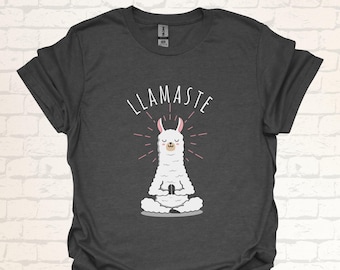 Witty Yoga T-Shirt | LLamaste Meditation Shirt | Funny Yoga Llama Design | Cute Yoga Apparel | Yoga Lovers Gift Idea | Zen Llama Humor Shirt