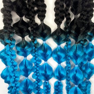 Black to Blue Ombre Braids, Space Colored Festival Hair -- MEDIUM WEIGHT