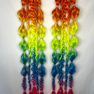 Classic Rainbow Braids, Ombre Prismatic Festival Braids, Bubble Braids -- MEDIUM WEIGHT