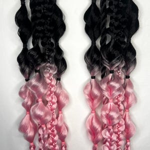 Baby Pink Braids, Festival Bubble Braids, Ombre Braided Hair -- MEDIUM WEIGHT