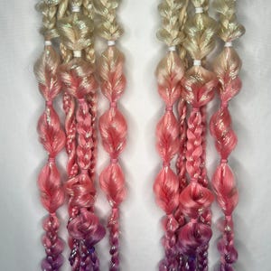 Pink Spring Flower Hair, Festival Braided Ponytail, Ombre Bubble Braids -- MEDIUM WEIGHT