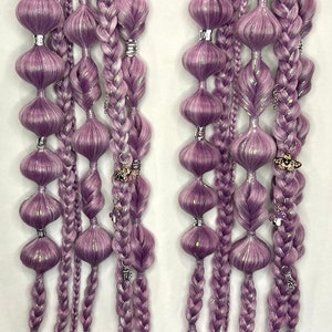 Lilac Purple braided ponytail extension, Lilac festival hair, Lilac rave hair, Purple rave braids, Purple festival braids -- MEDIUM WEIGHT