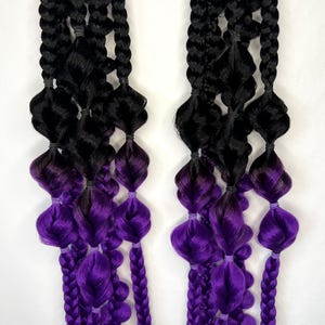 Plum Purple Festival Braids, Festival Braided Ponytails, Ombre Rave Hair -- MEDIUM WEIGHT