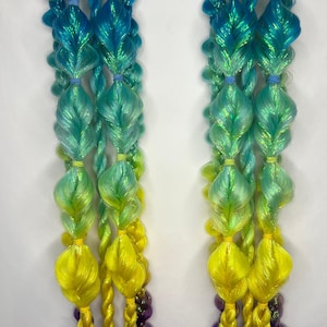Blue Dusk Festival Braids, Ombre Bubble Braids, Blue Green Braided Ponytails -- MEDIUM WEIGHT