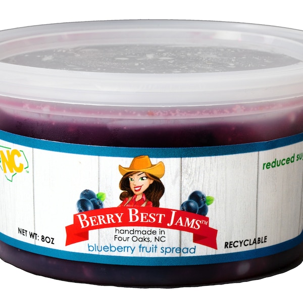 Homemade Reduced Sugar Blueberry Spread.  Never Cooked, Gluten Free, All Natural