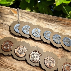 Cadeaukaartjes voor de feestdagen, duurzame cadeaukaartjes, cadeaukaartjes met lakzegels Set van 5 stuks