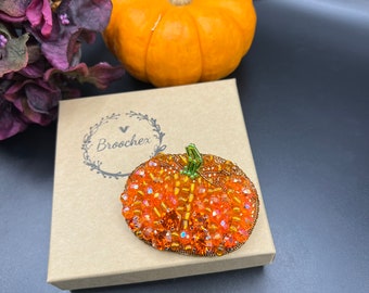 Crystal pumpkin brooch * crystal pin gift