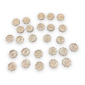Sello de cera personalizado Pegatinas autoadhesivas con monograma, sello de cera con letras elegantes, sello de cera con aspecto vintage ondulado, 12 piezas