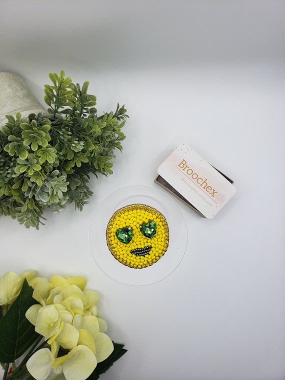 Handcrafted Happy Face Brooch Emoji Pin Etsy