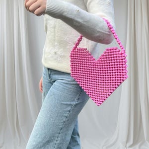 Pixel Heart bag, beaded heart bag, heart shaped bag, valentines gift